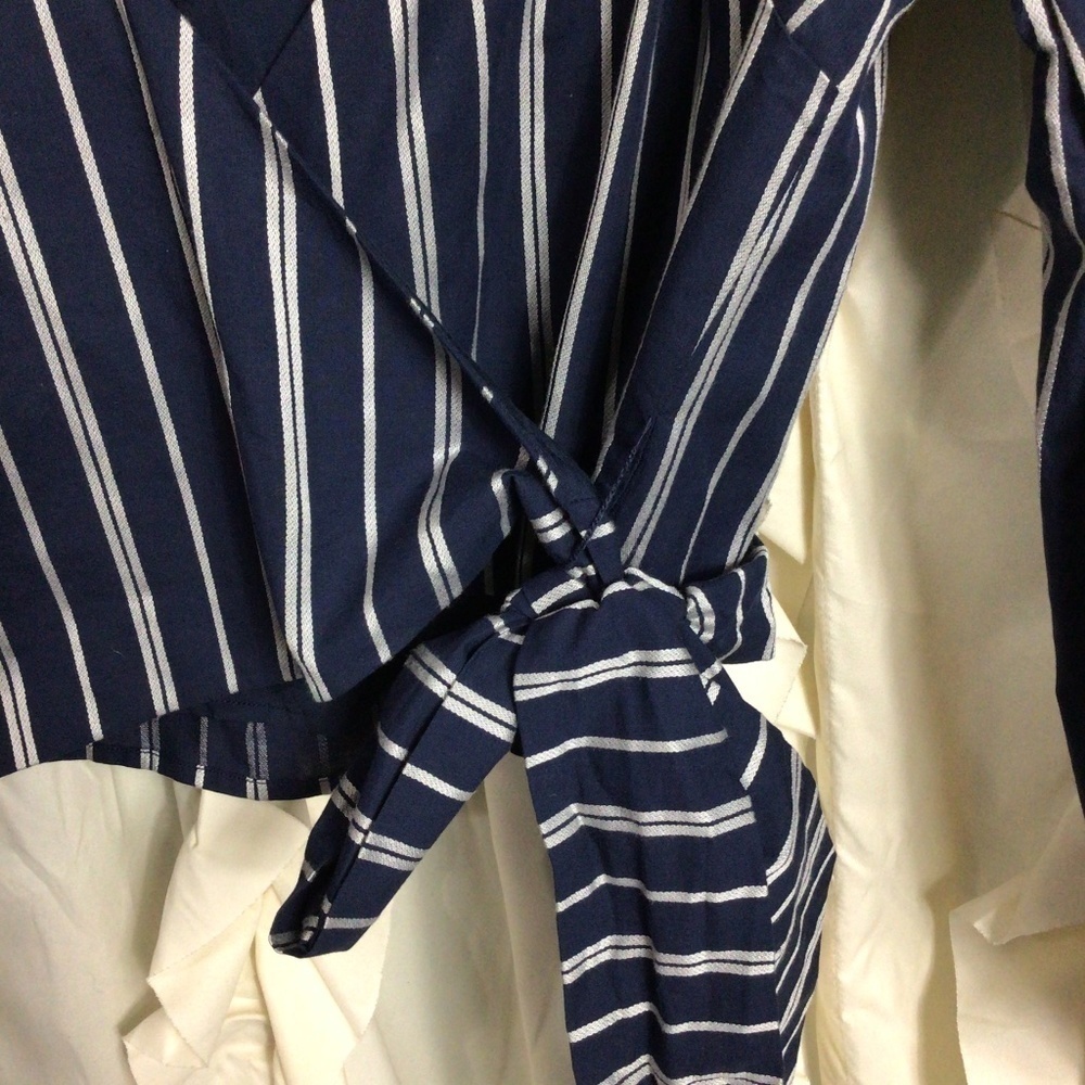 The Jetset Diaries Kensington Striped Wrap Top Navy White Small Preppy - Picture 6 of 8